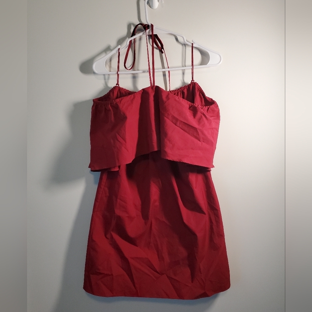 Alice And Olivia Elegant Red Off The Shoukder Tie Around The Neck Mini Dress